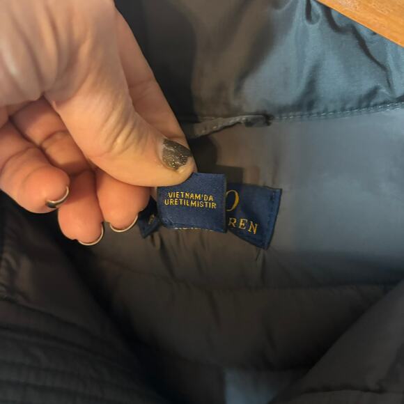 Polo Ralph Lauren Kids Size M 10-12 Puffer Jacket Gray Quilted Lightweight FLAW - Picture 3 of 9